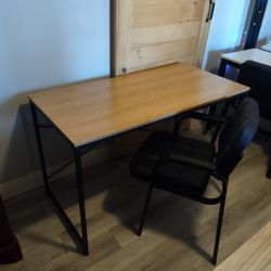Brand New Ashley Wood Metal Desk And Chair 47x29x24