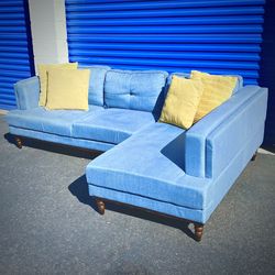 Light Blue Two Piece Sectional Sofa