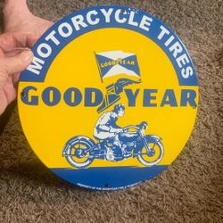 Like New Good Year Gas Station Porcelain Sign 11 3/4