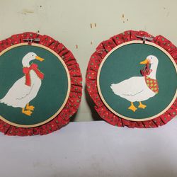 Two Cloth Geese Holiday Deco
