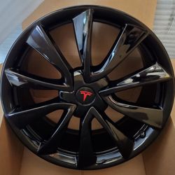 Original OEM Tesla Model 3 Gloss Black Wheels Rims 20"