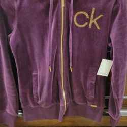 Calvin Klein Velour Zipup Sweatshirt 