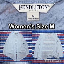 Pendleton Open Longline Cardigan Long Sleeve Petite Baby Blue Women Size M