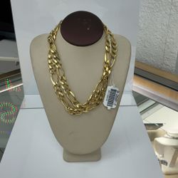 Figaro 14k Gold Necklace Chain (25”, 72.4 Grams)
