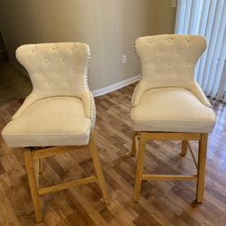 White Fabric Barstools 