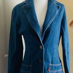 Rare Vintage 70’s Levis Women’s Denim Blazer Sz 11 Orange Tab Jacket Mint Condition!