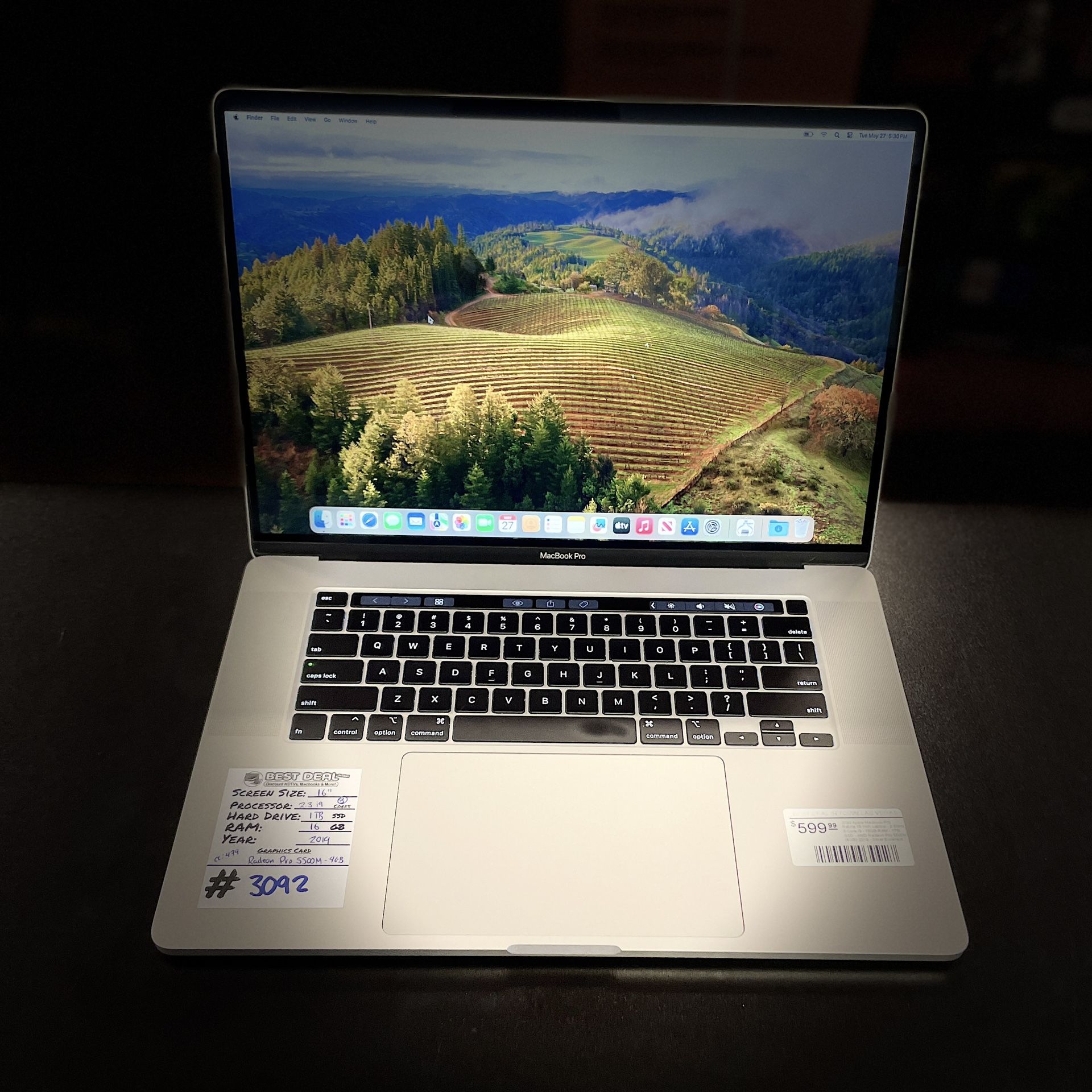 MacBook Pro 16” 2.3Ghz i9 16GB 1TB SSD 2019 -$599