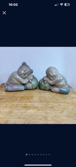 Excellent condition, vintage hand carved wood good luck statues
