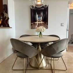 Crate and Barrel Solid Marble Dining Table
