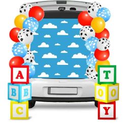 New 27 Pcs Halloween Trunk or Treat Car Decoration Kit ABC Street Trunk or Treat Decor Banner and Balloon Friend Street Candy Box Trunk Decor Kit
