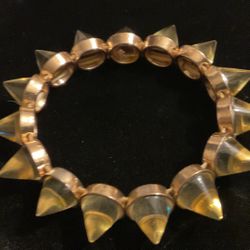 Gold And Clear Yellow Spike Stretch Bracelet 