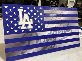 LA Dodgers USA Flag Sign Art