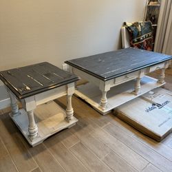 Blue Farmhouse Coffee Table And End Table