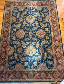 Ethan Allen 100% Wool Persian Rug 8’x11’ - Blue Red Gold Large Big Designer Antique Traditions