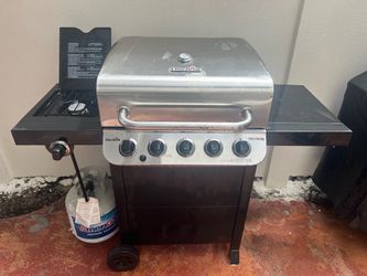 4-Burner Propane Gas Grill with Side Burner 49000 BTU BBQ Grill with Cast Iron Grids & Griddle Plate, Double-Wall Stainless Steel Lid – Easy Clean, Pe