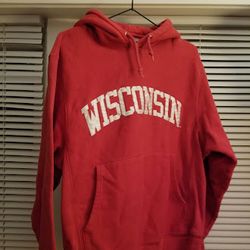 Champion Wisconsin Badgers Red Pullover Hoodie - Size Small