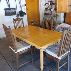 Wooden Dinner Table And 4 Chairs 