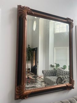 Large ornate wood wall mirror - traditional accent mirror
