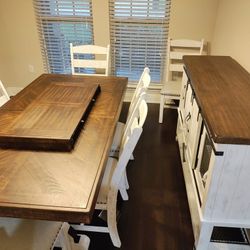 7 Piece Dining Table Set 📐 Extension Dining Table And 6 Chairs ⭐$39 Down Payment with Financing ⭐ 90 Days same as cash