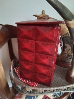 Red Decorative Box with Wooden Lid