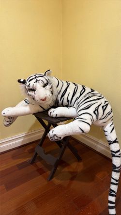 Melissa & Doug white tiger stuffed animal, approx 3 ft long