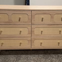 Natural Rattan 6 Drawer Dresser