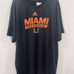 Adidas Miami Hurricanes Mens T Shirt 2XL Black Orange NCAA Football Top