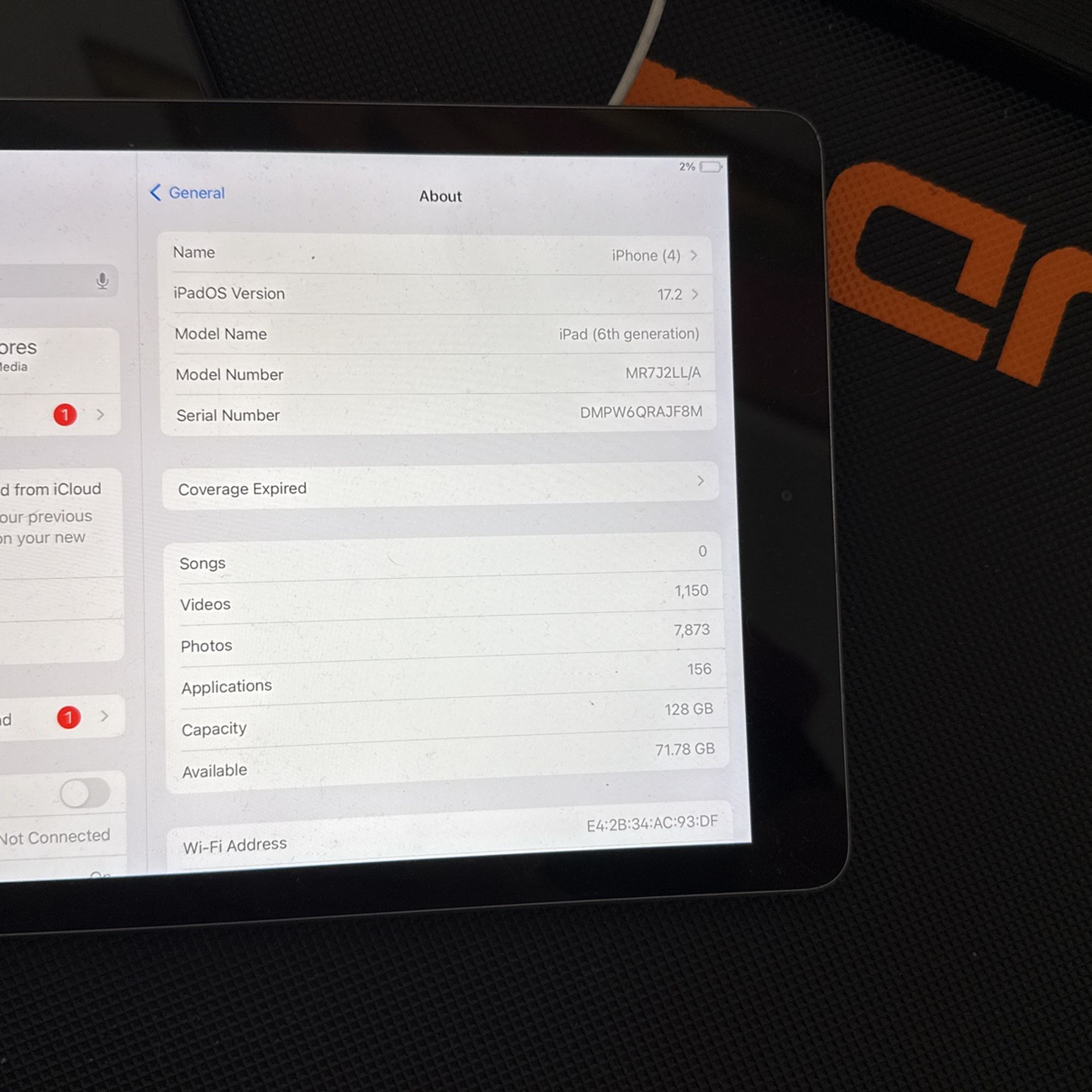 iPad 6th Generation Version 17.2