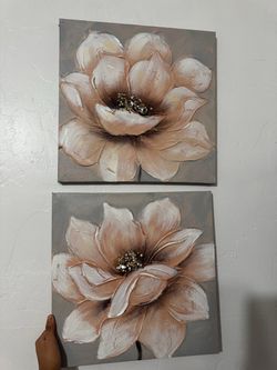 Set of 2 floral wall canvas