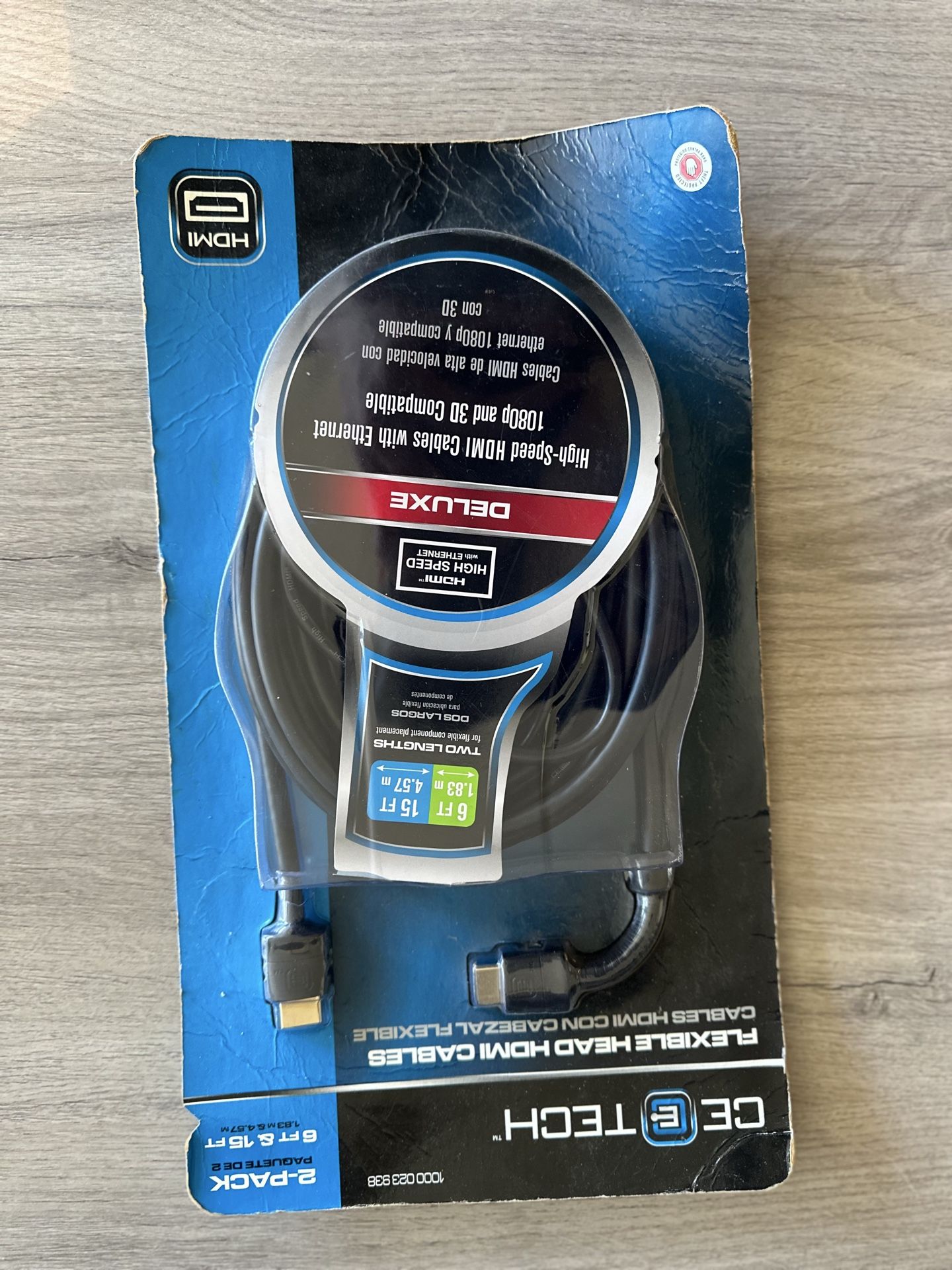 CE Tech High-Speed HDMI Cables - 2-Pack (6ft & 15ft)