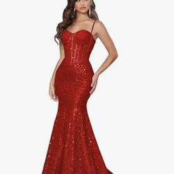 Red Sequined prom dress 