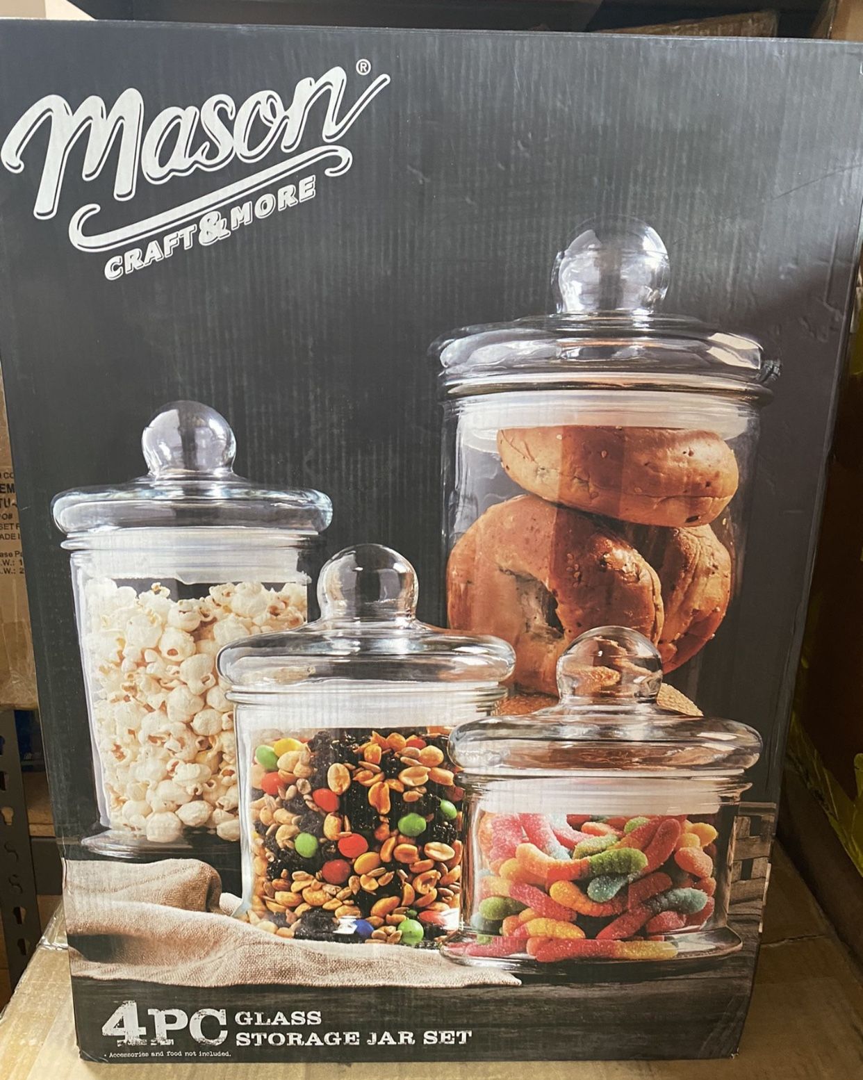 Mason Craft and More Skinny Glass Jars with Glass Lids - Set of 4 -  20340025