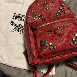 MCM Studded backpack Coral Red