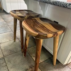 Set Of 5 Solid Wood Counter Stools