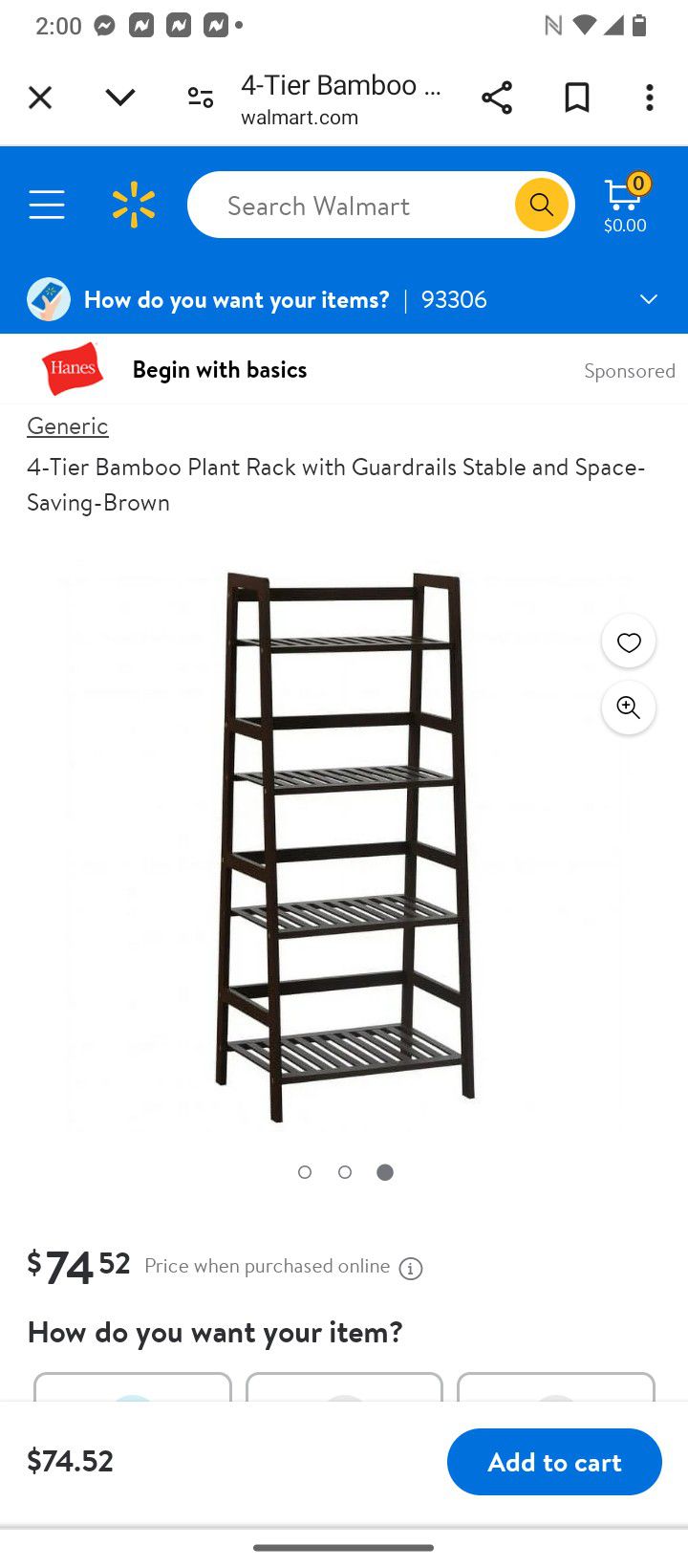 Bamboo Book Shelf Or Plant Rack New $65