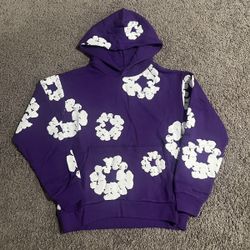 PURPLE DENIM TEAR HOODIE