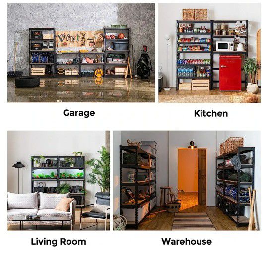 HOMEDANT 5-Tier Shelf, Steel Frame (71" x 16 x 35)   Garage, Shop, Laundry, Office, Kitchen (Black or  White ) Org. Store Price $128+