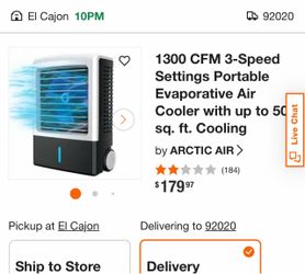 Shop ARCTIC AIR 1300 CFM 3-Speed Settings Portable Evaporative Air Cooler with up to 500 sq. ft. Cooling