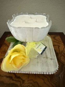 Vintage Glass Candle Vessel with Scent of “Fresh Roses” @Yellow Rose Candles