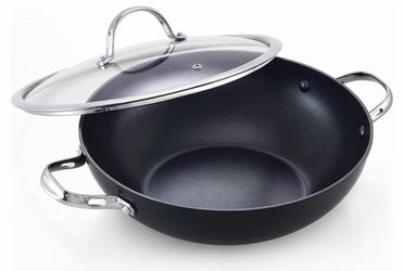 12-inch Hard Anodized Nonstick Chef’s Pan with Glass Lid(Heavy-Gauge 5-Quart