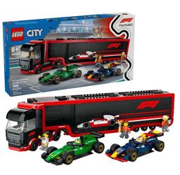 Lego city f1 truck with rb20 and amr24 f1 cars