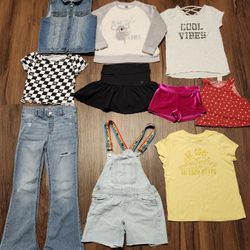 Girls Sz 10 to 12 Mixed 10 Pc Lot Tops, Jeggings, Vest, Crop Tops, Etc