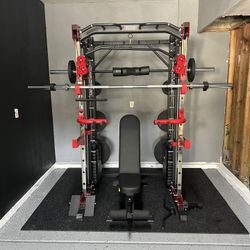 Smith Machine 200 | Adjustable Bench | 245lb Cast Iron Olympic Weights | 7ft Olympic Bar | Fitness | Gym Equipment | FREE DELIVERY/INSTALLATION 🚚 🛠️