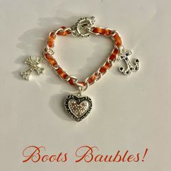 Orange Ribbon Charm Bracelet 