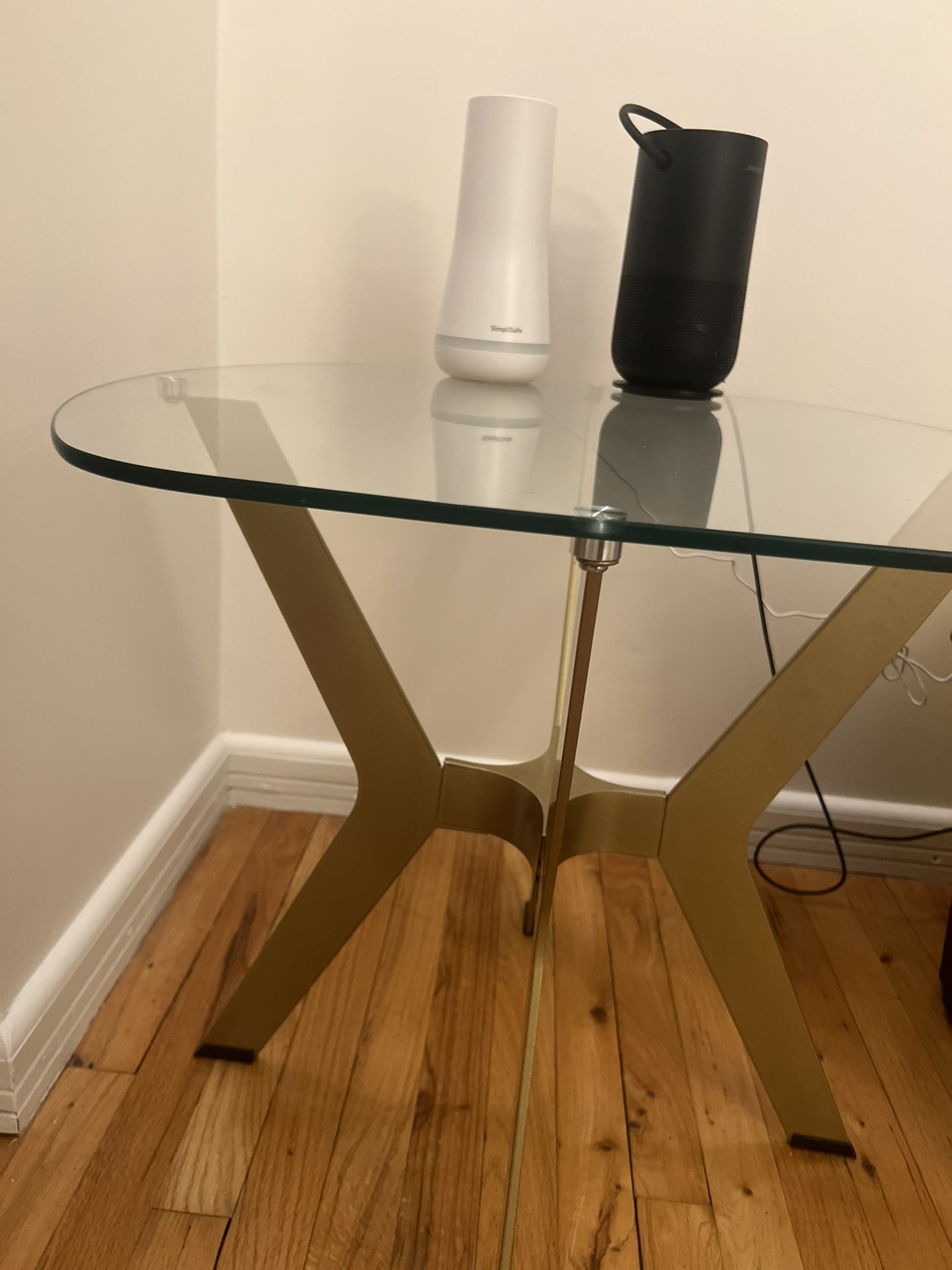 Glass gold End Table Modern Contemporary 