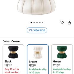 Meridian Furniture Vino Collection Modern | Contemporary Velvet Upholstered Hourglass Shaped Ottoman/Stool with Gold Finished Stainless Steel Band, 15