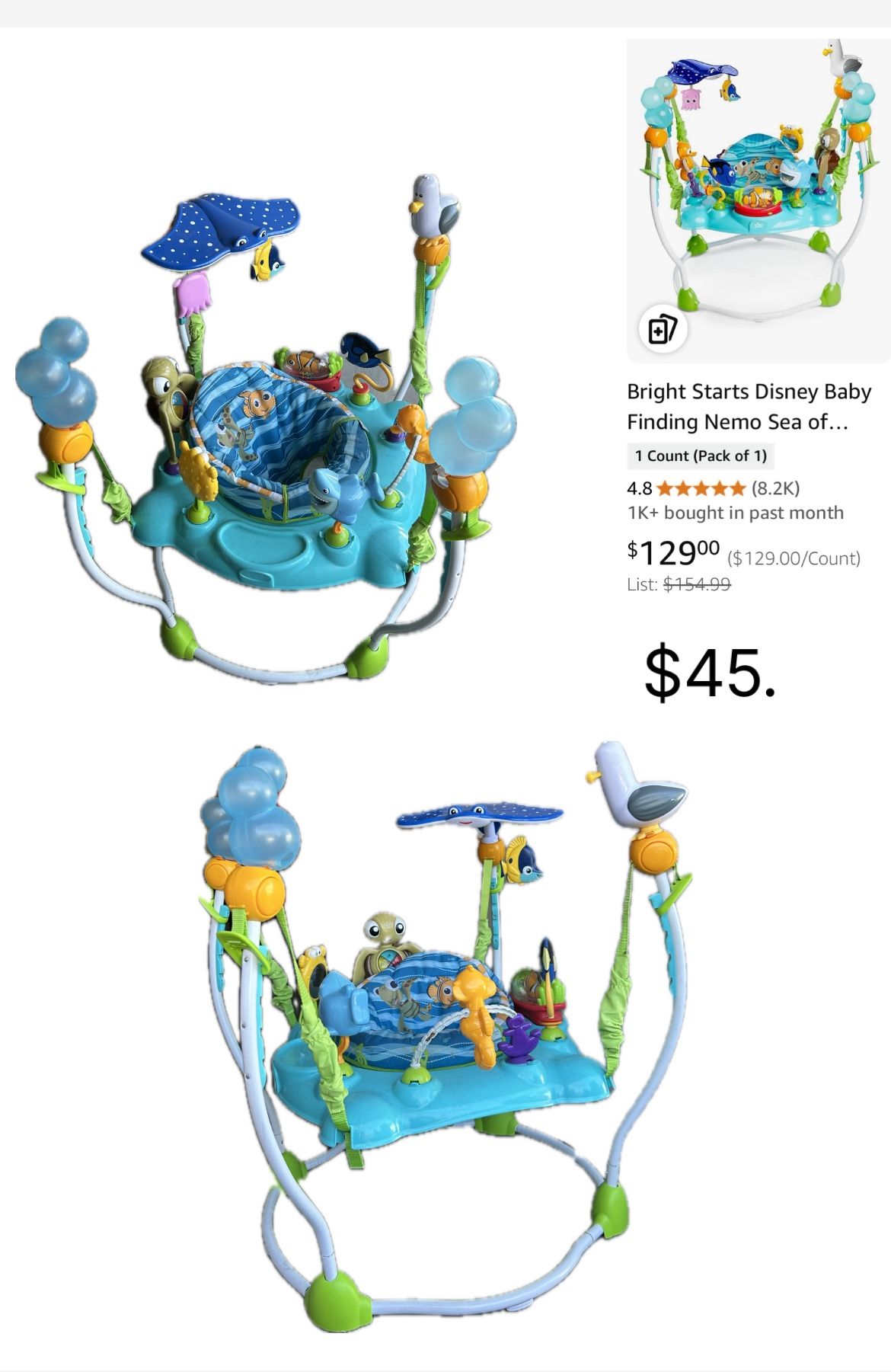 Play Activity Baby Bouncer, Disney Nemo Interactive Toys Attached With Sound