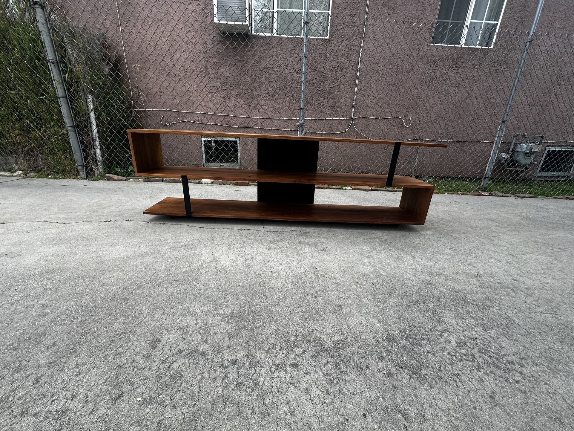 Crate And Barrel Mid Century Modern Open Media Console Entertainment Center Tv Stand Shelf Unit Bookshelf Open Storage.