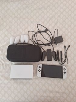Nintendo Switch OLED system w/ grip case, tv dock, cables, & carrying case - Excellent condition!!!