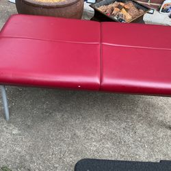 A Beautiful , Red Ottoman For The Kitchen (43” Long X 19” Wide X 18” High) (NO SHIPPING)